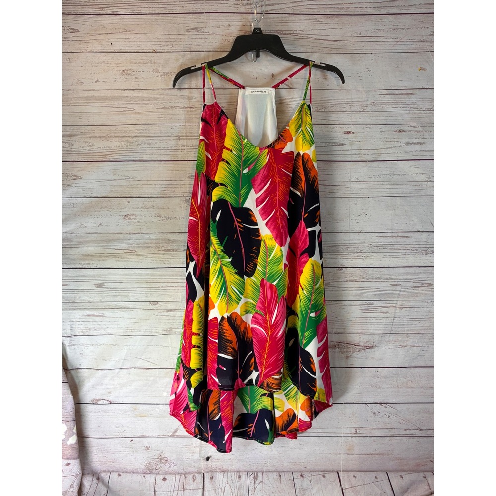 Caramela Tropical High Low Dress Islandcore Resort Sleeveless XL Multi Color